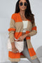 Soft Ribbed Knit Block Stripe Open Cardigan