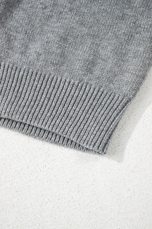 Soft Ribbed Knit Button Front Hooded Cardigan