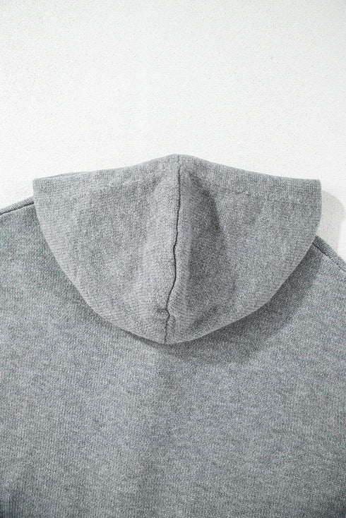 Soft Ribbed Knit Button Front Hooded Cardigan