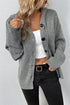 Soft Ribbed Knit Button Front Hooded Cardigan