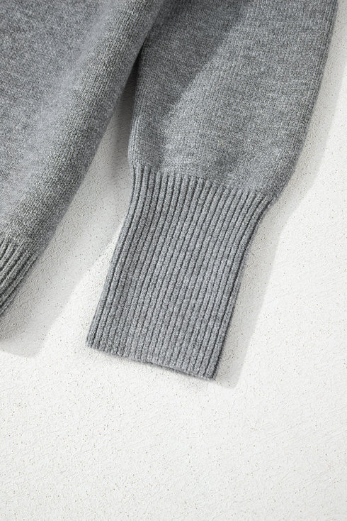 Soft Ribbed Knit Button Front Hooded Cardigan