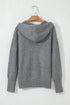 Soft Ribbed Knit Button Front Hooded Cardigan