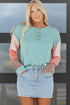 Soft Ribbed Knit Button Front Long Sleeve Top