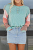 Soft Ribbed Knit Button Front Long Sleeve Top