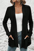 Soft Ribbed Knit Open Front Pocket Cardigan