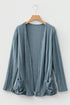 Soft Ribbed Knit Open Front Pocket Cardigan