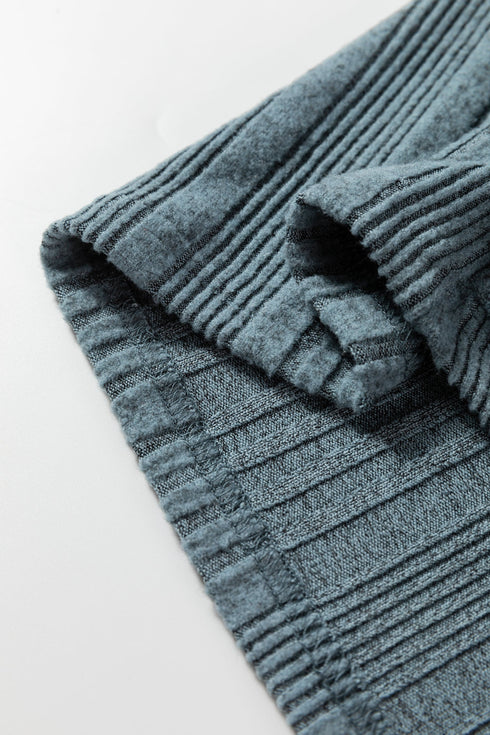 Soft Ribbed Knit Open Front Pocket Cardigan