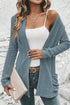 Soft Ribbed Knit Open Front Pocket Cardigan