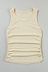 Soft Ribbed Knit Ruched Side Sleeveless Top