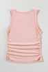Soft Ribbed Knit Ruched Side Sleeveless Top