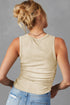 Soft Ribbed Knit Ruched Side Sleeveless Top