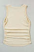 Soft Ribbed Knit Ruched Side Sleeveless Top