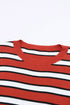 Soft Ribbed Knit Striped Print Slim Fit Top