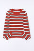 Soft Ribbed Knit Striped Print Slim Fit Top