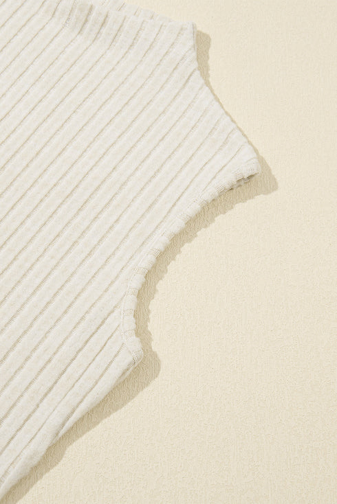 Soft Ribbed Mock Neck Sleeveless Fitted Knit Top
