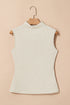 Soft Ribbed Mock Neck Sleeveless Fitted Knit Top