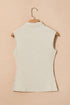 Soft Ribbed Mock Neck Sleeveless Fitted Knit Top