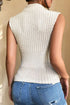 Soft Ribbed Mock Neck Sleeveless Fitted Knit Top