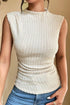 Soft Ribbed Mock Neck Sleeveless Fitted Knit Top