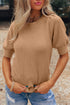 Soft Ribbed Puff Sleeve Crew Neck Knit Sweater