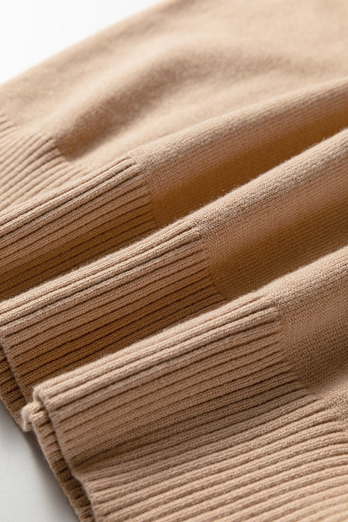 Soft Ribbed Puff Sleeve Crew Neck Knit Sweater