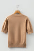 Soft Ribbed Puff Sleeve Crew Neck Knit Sweater