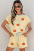 Soft Ribbed Pumpkin Patch Graphic Relaxed Two Piece Short Set