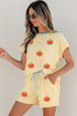 Soft Ribbed Pumpkin Patch Graphic Relaxed Two Piece Short Set