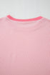 Soft Ribbed Texture Crew Neck Color Block Pullover Top