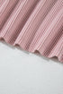 Soft Ribbed Texture Crew Neck Color Block Pullover Top
