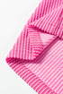 Soft Ribbed Texture Crew Neck Color Block Pullover Top