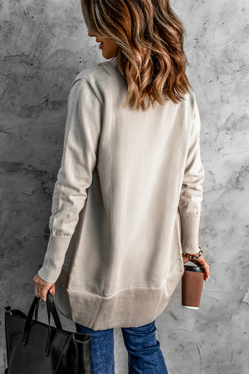 Soft Shawl Collar Open Front Ribbed Cardigan