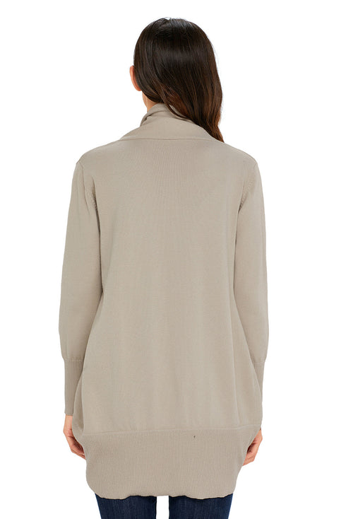 Soft Shawl Collar Open Front Ribbed Cardigan