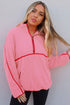 Soft Sherpa Fleece Quarter Zip Contrast Trim Pullover