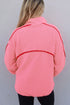 Soft Sherpa Fleece Quarter Zip Contrast Trim Pullover