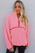 Soft Sherpa Fleece Quarter Zip Contrast Trim Pullover