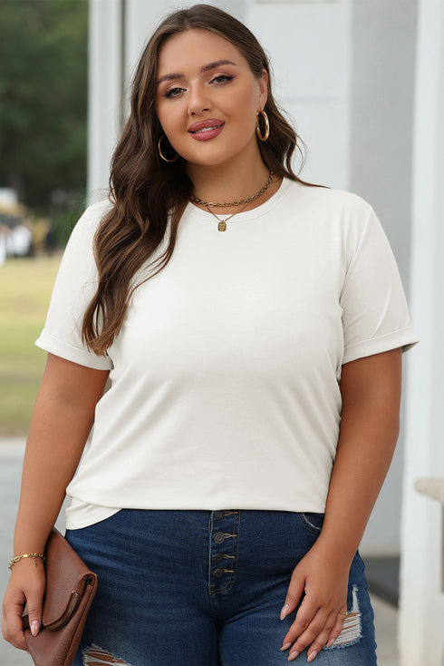 Soft Stretch Blend Crew Neck Short Sleeve Tee
