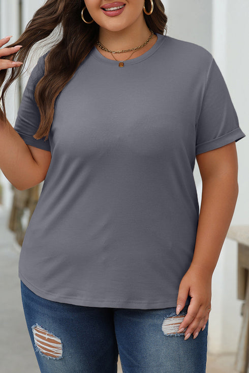 Soft Stretch Blend Crew Neck Short Sleeve Tee