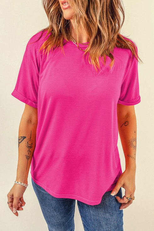 Soft Stretch Blend Crew Neck Short Sleeve Tee