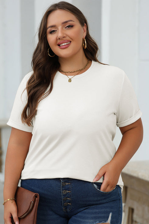 Soft Stretch Blend Crew Neck Short Sleeve Tee