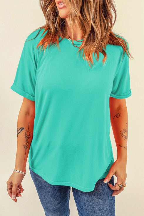 Soft Stretch Blend Crew Neck Short Sleeve Tee