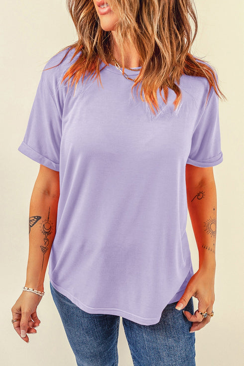 Soft Stretch Blend Crew Neck Short Sleeve Tee