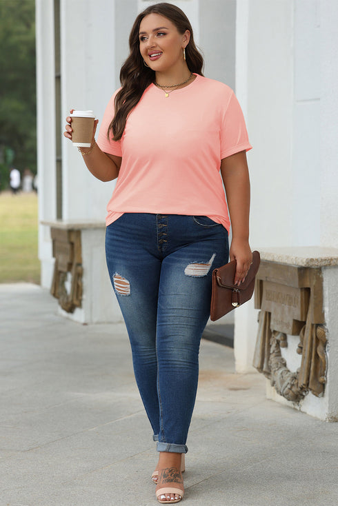 Soft Stretch Blend Crew Neck Short Sleeve Tee