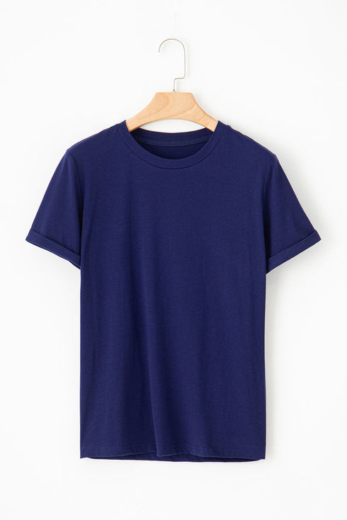 Soft Stretch Blend Crew Neck Short Sleeve Tee