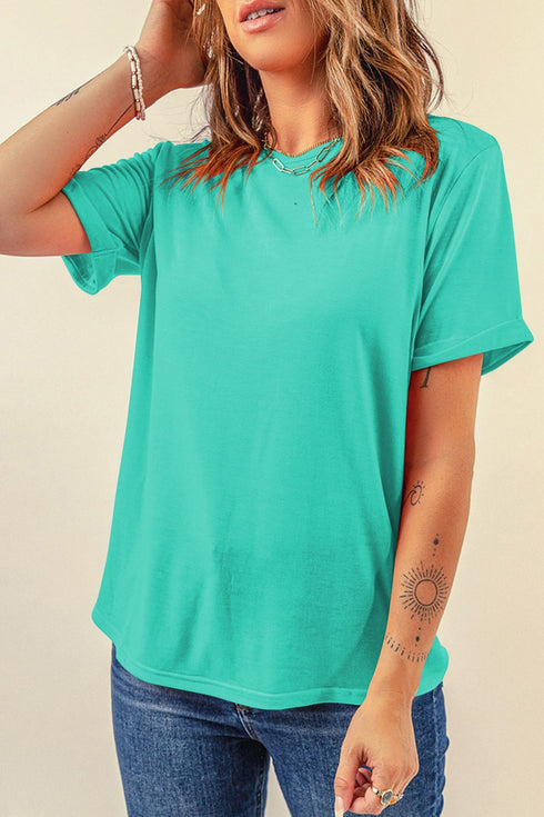 Soft Stretch Blend Crew Neck Short Sleeve Tee