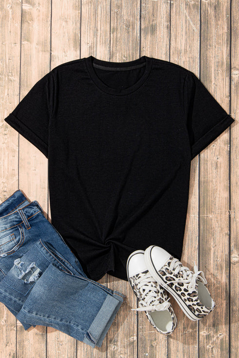 Soft Stretch Blend Crew Neck Short Sleeve Tee