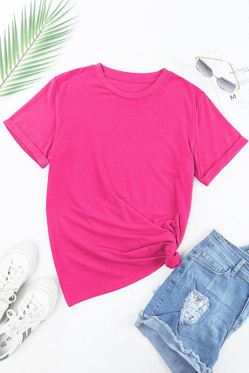 Soft Stretch Blend Crew Neck Short Sleeve Tee