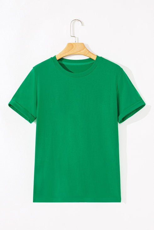 Soft Stretch Blend Crew Neck Short Sleeve Tee
