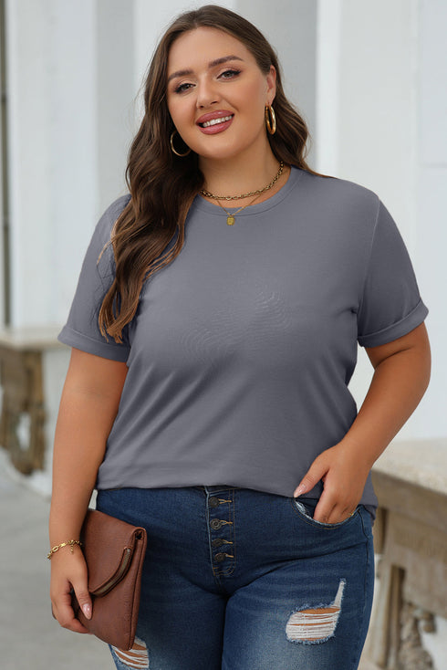 Soft Stretch Blend Crew Neck Short Sleeve Tee