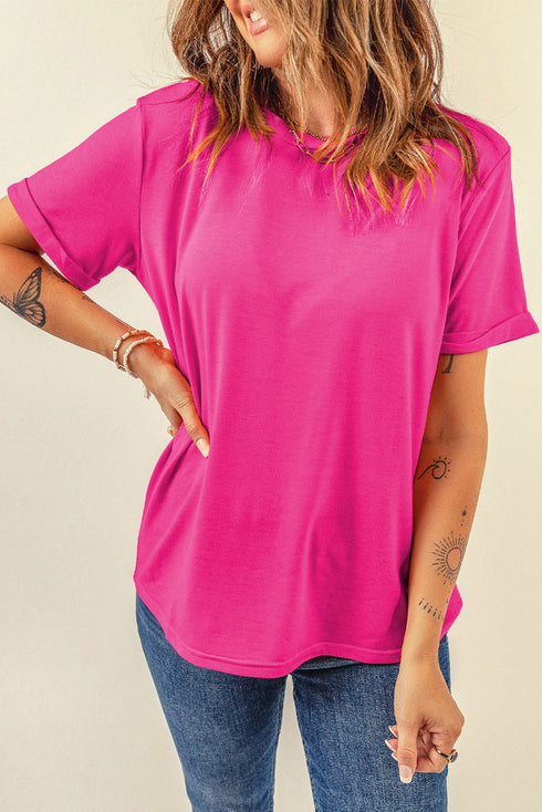 Soft Stretch Blend Crew Neck Short Sleeve Tee